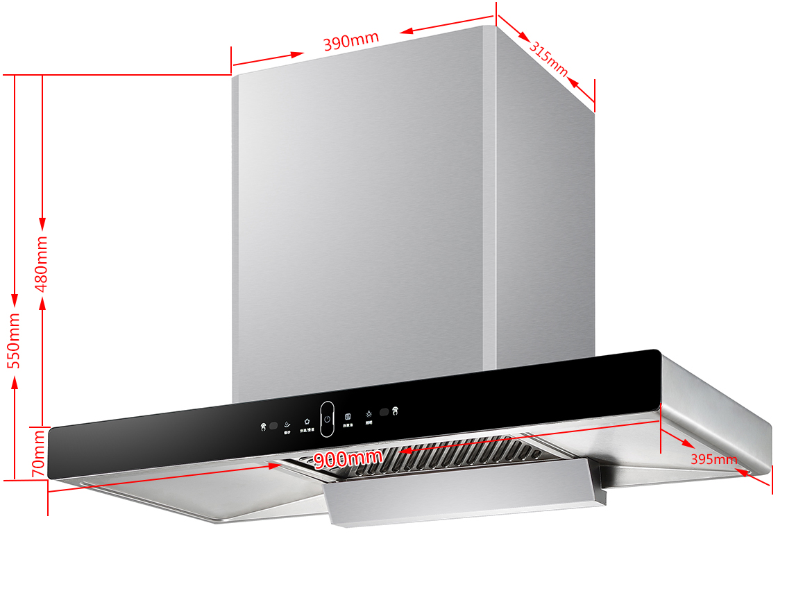 019H12顶吸式不锈钢欧式厨房抽油烟机